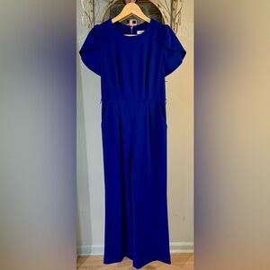 Calvin Klein, Royal Blue Pants Jumpsuit w Ruffle Sleeve & Belt Gorgeous! Sz 6